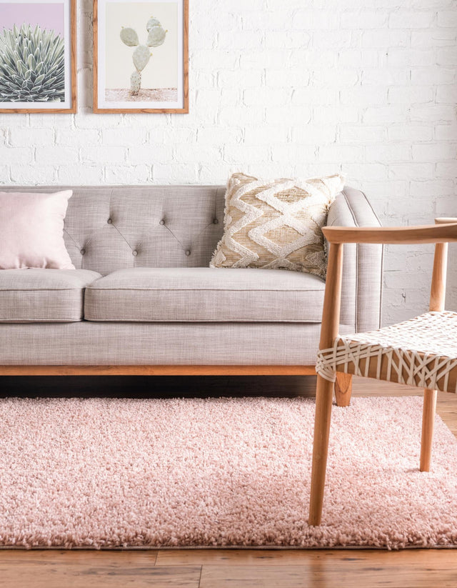 Dusty Rose 10' x 10' Davos Shag Square Area Rug Thick Soft Touch Fluffy & Plush Shaggy Pile 100% Polypropylene Carpet for Living Dining Bedrooms Office for Sale at Rug Engine