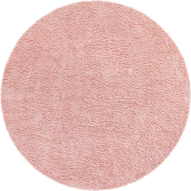 Dusty Rose 4' 1 x 4' 1 Davos Shag Round Area Rug Thick Soft Touch Fluffy & Plush Shaggy Pile 100% Polypropylene Carpet for Living Dining Bedrooms Office for Sale at Rug Engine