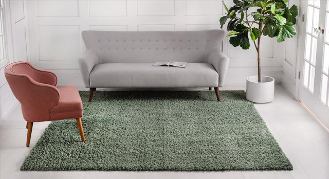 Sage 7' 10 x 7' 10 Davos Shag Square Area Rug Thick Soft Touch Fluffy & Plush Shaggy Pile 100% Polypropylene Carpet for Living Dining Bedrooms Office for Sale at Rug Engine