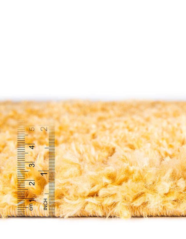 Sun Yellow 2' x 2' Davos Shag Round Area Rug Thick Soft Touch Fluffy & Plush Shaggy Pile 100% Polypropylene Carpet for Living Dining Bedrooms Office for Sale at Rug Engine