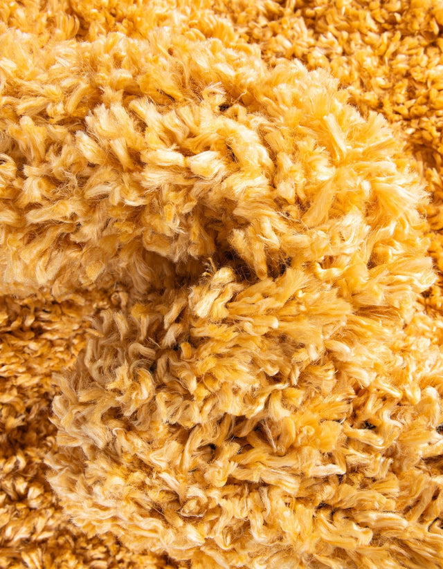Sun Yellow 2' x 2' Davos Shag Round Area Rug Thick Soft Touch Fluffy & Plush Shaggy Pile 100% Polypropylene Carpet for Living Dining Bedrooms Office for Sale at Rug Engine