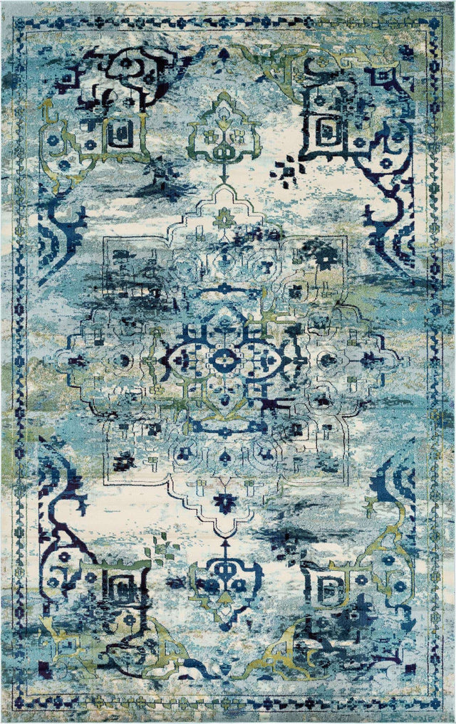 Blue 10' 6 x 16' 5 Medici Rectangle Area Rug 100% Polypropylene Traditional Vintage Classic Carpet for Home Interior Design Decor for Sale at Rug Engine