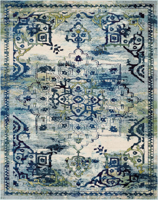 Blue 8' x 10' Medici Rectangle Area Rug 100% Polypropylene Traditional Vintage Classic Carpet for Home Interior Design Decor for Sale at Rug Engine