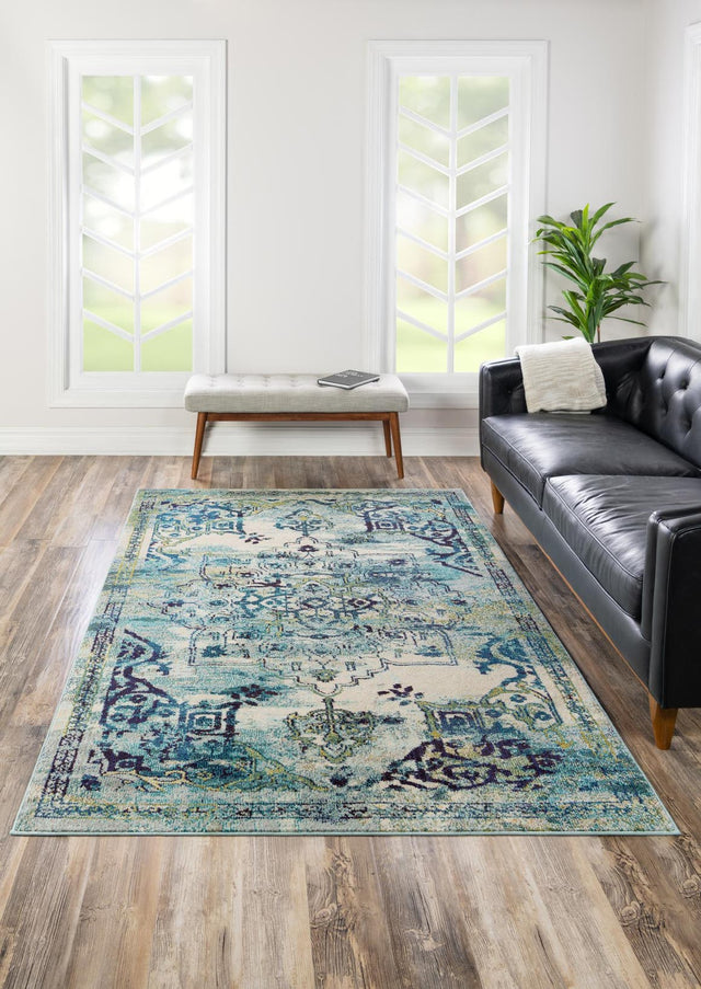Blue 3' 3 x 5' 3 Medici Rectangle Area Rug 100% Polypropylene Traditional Vintage Classic Carpet for Home Interior Design Decor for Sale at Rug Engine