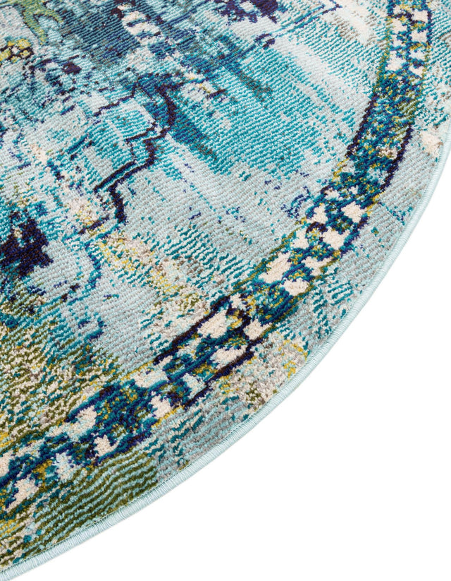 Blue 6' x 6' Medici Round Area Rug 100% Polypropylene Traditional Vintage Classic Carpet for Home Interior Design Decor for Sale at Rug Engine