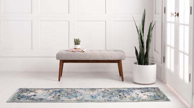 Blue 2' 7 x 10' Medici Runner Area Rug 100% Polypropylene Traditional Vintage Classic Carpet for Home Interior Design Decor for Sale at Rug Engine