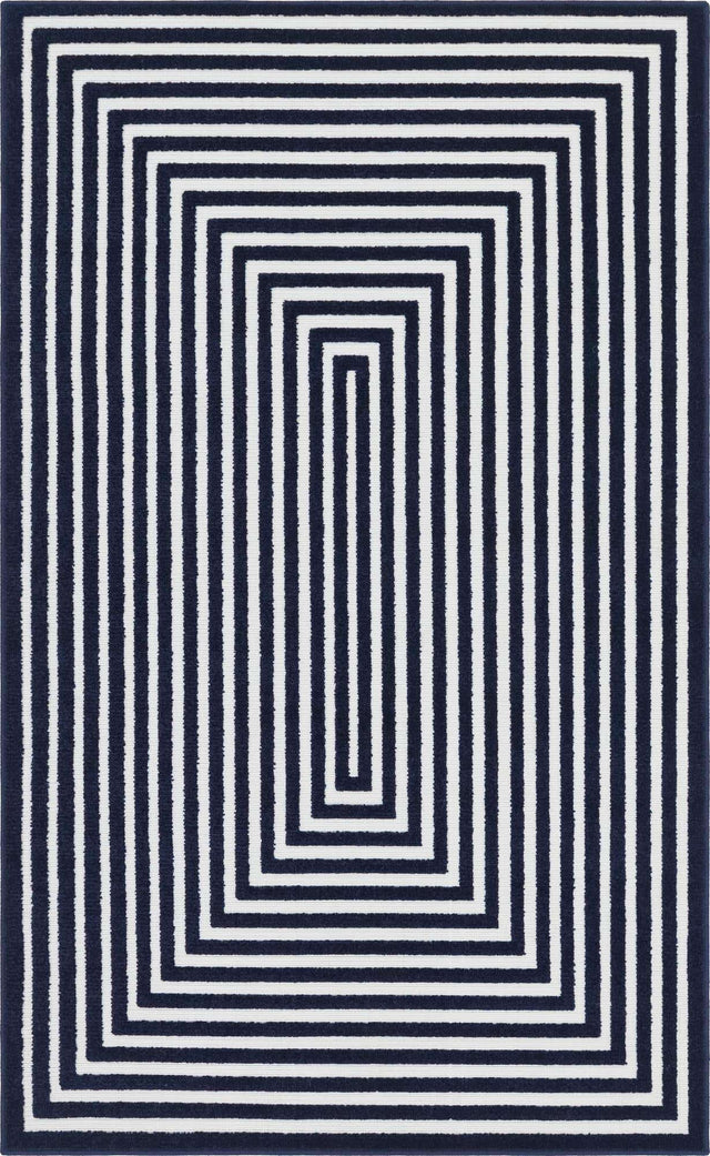 Navy Blue 5' 1 x 8' Sabrina Soto Outdoor Rectangle Area Rug Weather Resistant for Patio, Deck, Terrace, Balcony, Porch Durable Carpet for Exterior Home Design for Sale at Rug Engine
