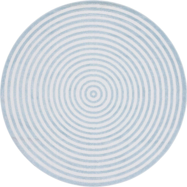 Light Blue 8' x 8' Sabrina Soto Outdoor Round Area Rug Weather Resistant for Patio, Deck, Terrace, Balcony, Porch Durable Carpet for Exterior Home Design for Sale at Rug Engine