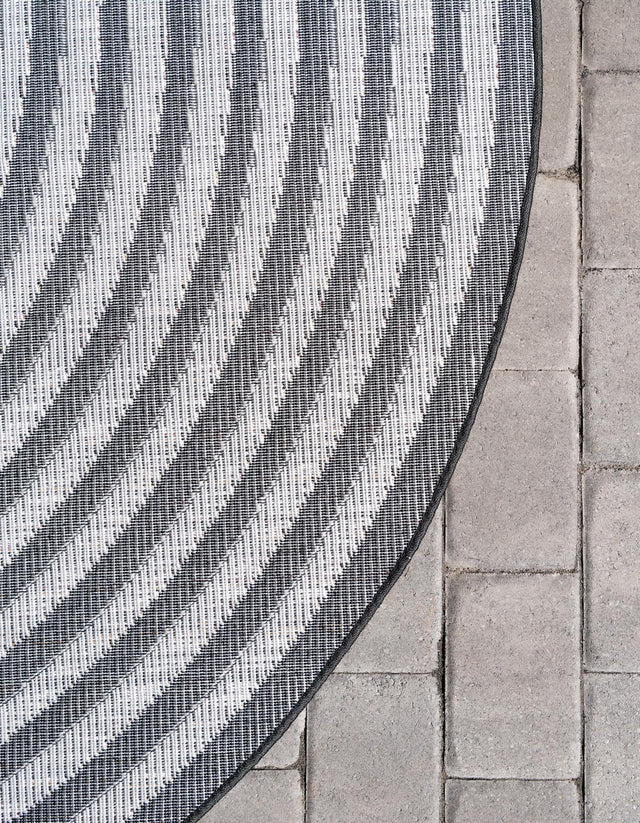 Black 8' x 8' Sabrina Soto Outdoor Round Area Rug Weather Resistant for Patio, Deck, Terrace, Balcony, Porch Durable Carpet for Exterior Home Design for Sale at Rug Engine