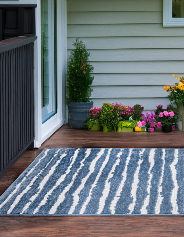 Blue 4' 1 x 6' 1 Sabrina Soto Outdoor Rectangle Area Rug Weather Resistant for Patio, Deck, Terrace, Balcony, Porch Durable Carpet for Exterior Home Design for Sale at Rug Engine
