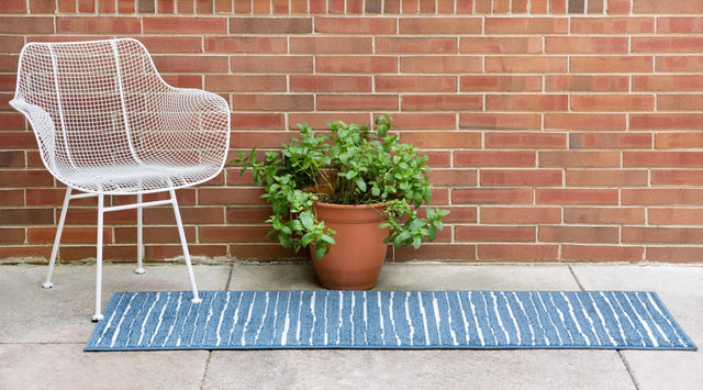 Blue 2' x 8' Sabrina Soto Outdoor Runner Area Rug Weather Resistant for Patio, Deck, Terrace, Balcony, Porch Durable Carpet for Exterior Home Design for Sale at Rug Engine