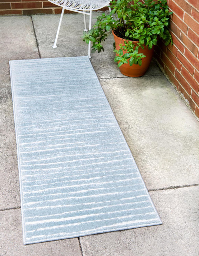 Light Blue 2' x 8' Sabrina Soto Outdoor Runner Area Rug Weather Resistant for Patio, Deck, Terrace, Balcony, Porch Durable Carpet for Exterior Home Design for Sale at Rug Engine