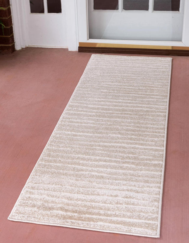 Beige 2' x 8' Sabrina Soto Outdoor Runner Area Rug Weather Resistant for Patio, Deck, Terrace, Balcony, Porch Durable Carpet for Exterior Home Design for Sale at Rug Engine