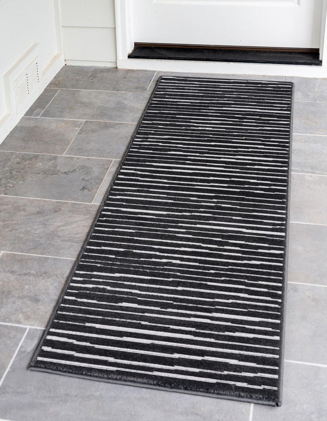Dark Gray 2' x 6' 1 Sabrina Soto Outdoor Runner Area Rug Weather Resistant for Patio, Deck, Terrace, Balcony, Porch Durable Carpet for Exterior Home Design for Sale at Rug Engine