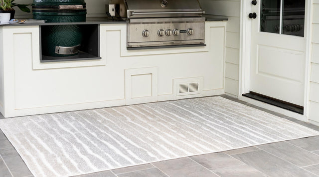 Light Gray 8' x 10' Sabrina Soto Outdoor Rectangle Area Rug Weather Resistant for Patio, Deck, Terrace, Balcony, Porch Durable Carpet for Exterior Home Design for Sale at Rug Engine