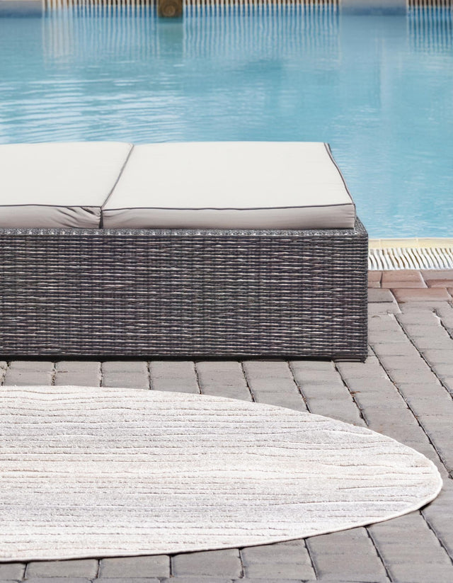 Light Gray 8' x 8' Sabrina Soto Outdoor Round Area Rug Weather Resistant for Patio, Deck, Terrace, Balcony, Porch Durable Carpet for Exterior Home Design for Sale at Rug Engine