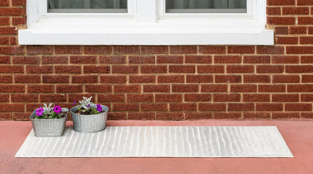 Light Gray 2' x 6' 1 Sabrina Soto Outdoor Runner Area Rug Weather Resistant for Patio, Deck, Terrace, Balcony, Porch Durable Carpet for Exterior Home Design for Sale at Rug Engine