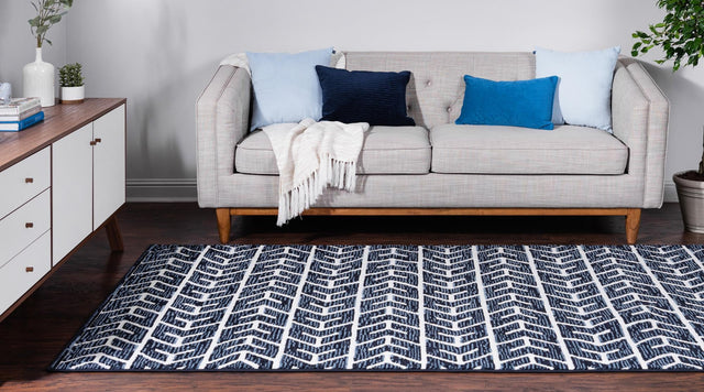 Navy Blue 8' x 10' Sabrina Soto Outdoor Rectangle Area Rug Weather Resistant for Patio, Deck, Terrace, Balcony, Porch Durable Carpet for Exterior Home Design for Sale at Rug Engine