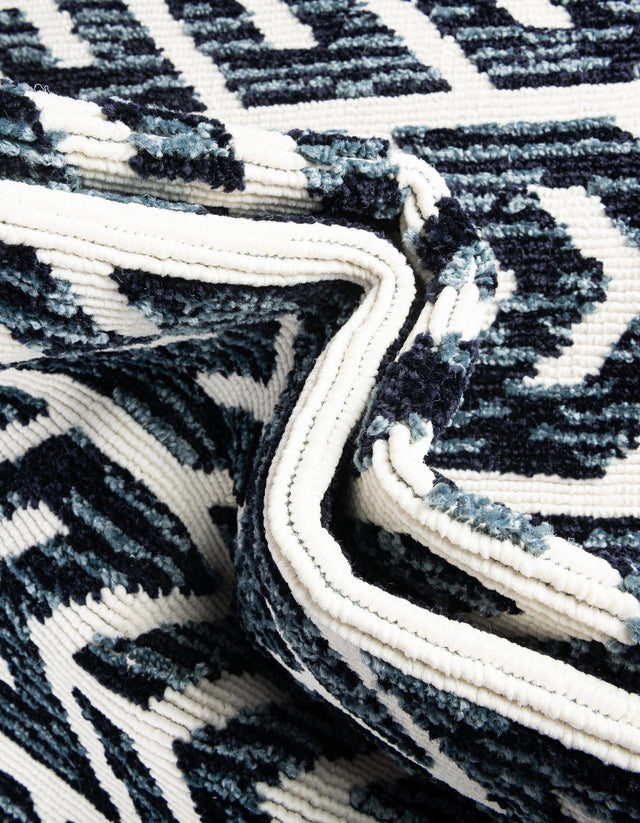 Navy Blue 7' x 7' Sabrina Soto Outdoor Round Area Rug Weather Resistant for Patio, Deck, Terrace, Balcony, Porch Durable Carpet for Exterior Home Design for Sale at Rug Engine