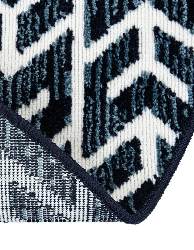 Navy Blue 4' x 4' Sabrina Soto Outdoor Round Area Rug Weather Resistant for Patio, Deck, Terrace, Balcony, Porch Durable Carpet for Exterior Home Design for Sale at Rug Engine