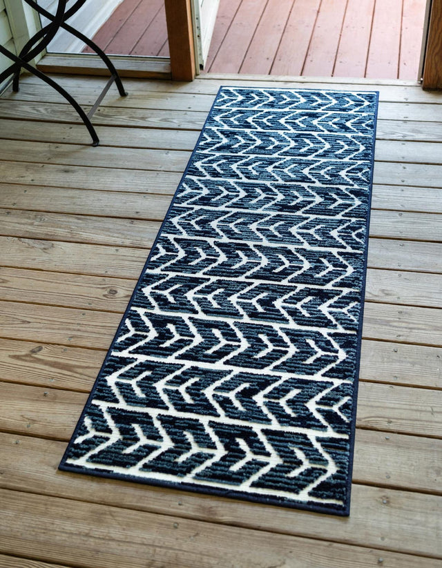 Navy Blue 2' x 8' Sabrina Soto Outdoor Runner Area Rug Weather Resistant for Patio, Deck, Terrace, Balcony, Porch Durable Carpet for Exterior Home Design for Sale at Rug Engine