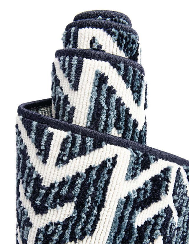 Navy Blue 2' 7 x 10' Sabrina Soto Outdoor Runner Area Rug Weather Resistant for Patio, Deck, Terrace, Balcony, Porch Durable Carpet for Exterior Home Design for Sale at Rug Engine
