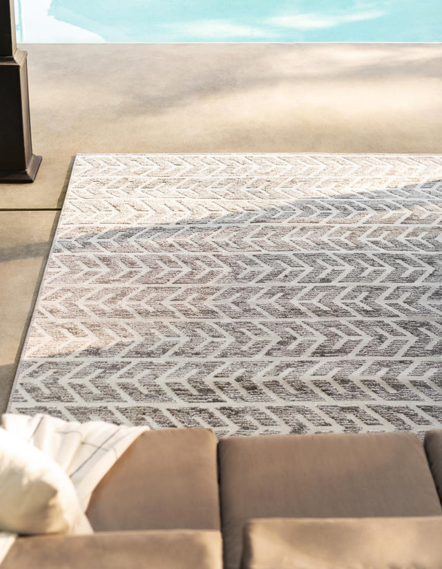 Beige 8' x 10' Sabrina Soto Outdoor Rectangle Area Rug Weather Resistant for Patio, Deck, Terrace, Balcony, Porch Durable Carpet for Exterior Home Design for Sale at Rug Engine