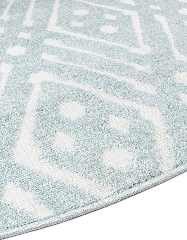 Light Blue 8' x 8' Sabrina Soto Outdoor Round Area Rug Weather Resistant for Patio, Deck, Terrace, Balcony, Porch Durable Carpet for Exterior Home Design for Sale at Rug Engine