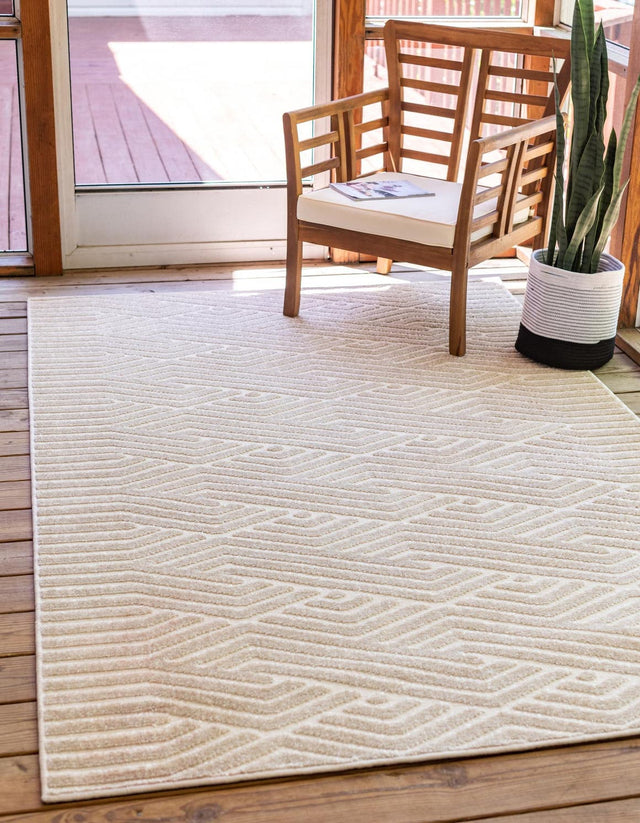 Beige 8' x 10' Sabrina Soto Outdoor Rectangle Area Rug Weather Resistant for Patio, Deck, Terrace, Balcony, Porch Durable Carpet for Exterior Home Design for Sale at Rug Engine