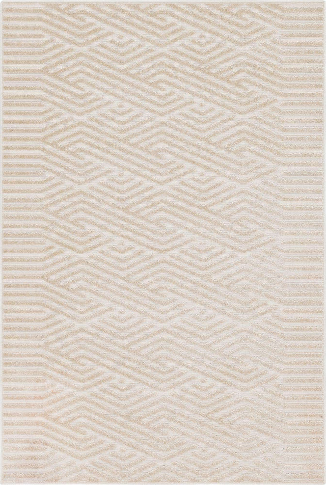 Beige 4' 1 x 6' 1 Sabrina Soto Outdoor Rectangle Area Rug Weather Resistant for Patio, Deck, Terrace, Balcony, Porch Durable Carpet for Exterior Home Design for Sale at Rug Engine