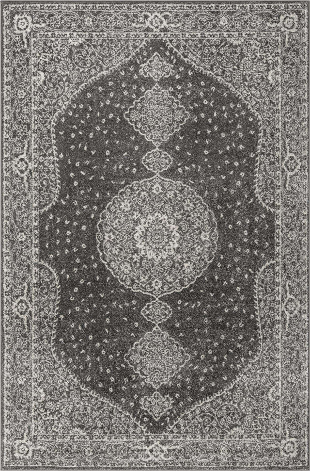Dark Gray 6' 1 x 9' Bromley Rectangle Area Rug 100% Polypropylene With Cotton Backing Vintage Distressed Colorful Traditional Carpet for Living Dining Rooms Offices for Sale at Rug Engine