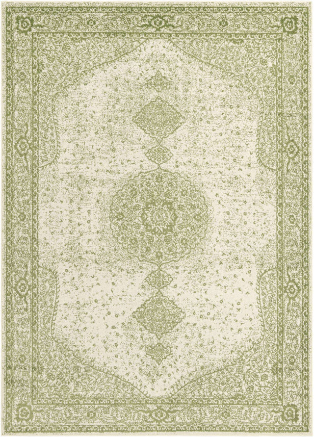 Green 7' 10 x 11' Bromley Rectangle Area Rug 100% Polypropylene With Cotton Backing Vintage Distressed Colorful Traditional Carpet for Living Dining Rooms Offices for Sale at Rug Engine