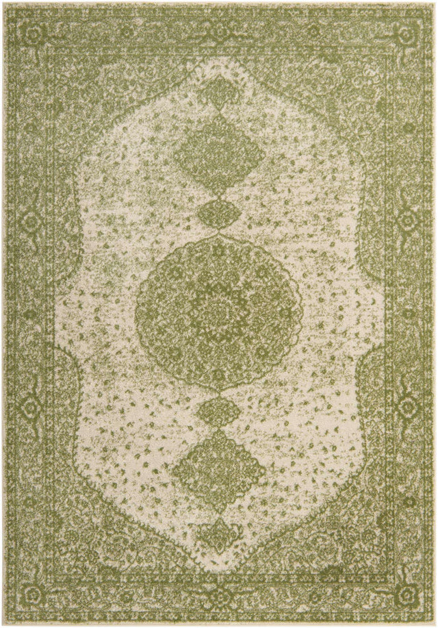 Green 7' 1 x 10' Bromley Rectangle Area Rug 100% Polypropylene With Cotton Backing Vintage Distressed Colorful Traditional Carpet for Living Dining Rooms Offices for Sale at Rug Engine