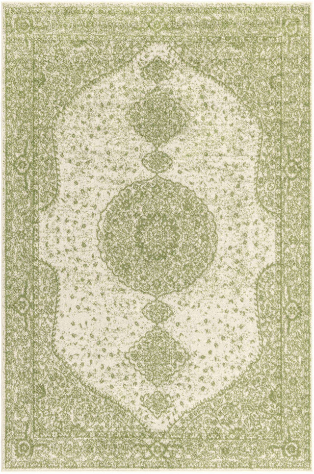 Green 6' 1 x 9' Bromley Rectangle Area Rug 100% Polypropylene With Cotton Backing Vintage Distressed Colorful Traditional Carpet for Living Dining Rooms Offices for Sale at Rug Engine