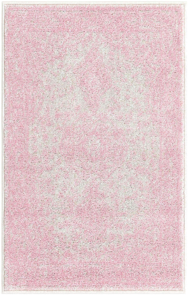 Pink 2' x 3' 1 Bromley Rectangle Area Rug 100% Polypropylene With Cotton Backing Vintage Distressed Colorful Traditional Carpet for Living Dining Rooms Offices for Sale at Rug Engine