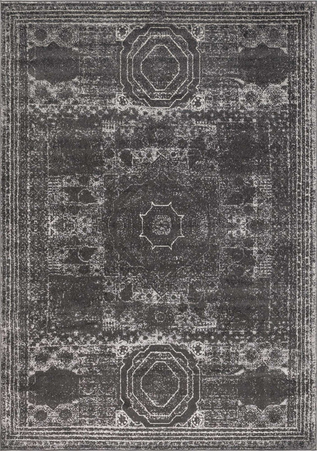 Dark Gray 7' 10 x 11' Bromley Rectangle Area Rug 100% Polypropylene With Cotton Backing Vintage Distressed Colorful Traditional Carpet for Living Dining Rooms Offices for Sale at Rug Engine