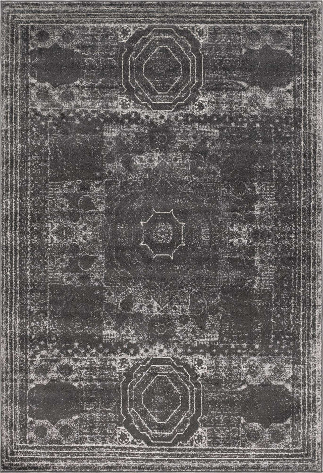 Dark Gray 7' 1 x 10' Bromley Rectangle Area Rug 100% Polypropylene With Cotton Backing Vintage Distressed Colorful Traditional Carpet for Living Dining Rooms Offices for Sale at Rug Engine