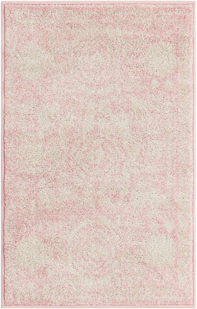 Pink 2' x 3' 1 Bromley Rectangle Area Rug 100% Polypropylene With Cotton Backing Vintage Distressed Colorful Traditional Carpet for Living Dining Rooms Offices for Sale at Rug Engine