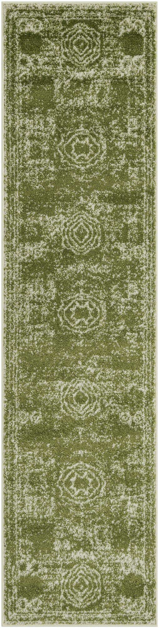 Green 2' x 9' Bromley Runner Area Rug 100% Polypropylene With Cotton Backing Vintage Distressed Colorful Traditional Carpet for Living Dining Rooms Offices for Sale at Rug Engine