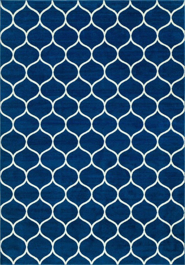 Navy Blue 10' x 14' 1 Trellis Frieze Rectangle Area Rug