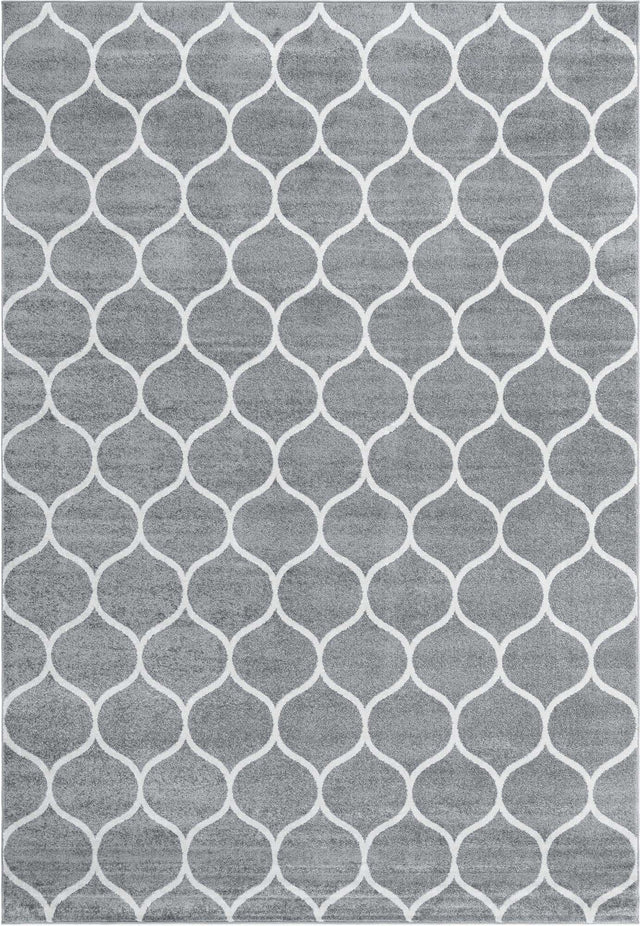 Light Gray 7' 1 x 10' Trellis Frieze Rectangle Area Rug Geometric Modern Unique Stain Resistant Easy Clean Carpet for Living, Dining, Bedrooms, Office for Sale at Rug Engine