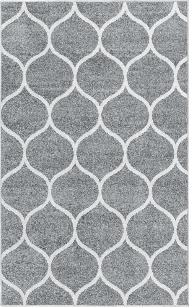 Light Gray 3' 1 x 5' Trellis Frieze Rectangle Area Rug Geometric Modern Unique Stain Resistant Easy Clean Carpet for Living, Dining, Bedrooms, Office for Sale at Rug Engine