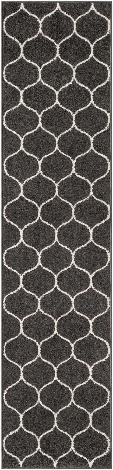 Dark Gray 2' x 8' 8 Trellis Frieze Runner Area Rug Geometric Modern Unique Stain Resistant Easy Clean Carpet for Living, Dining, Bedrooms, Office for Sale at Rug Engine