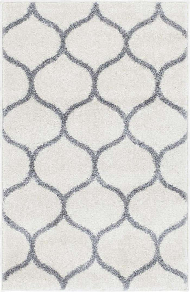 Ivory 2' x 3' 1 Trellis Frieze Rectangle Area Rug Geometric Modern Unique Stain Resistant Easy Clean Carpet for Living, Dining, Bedrooms, Office for Sale at Rug Engine