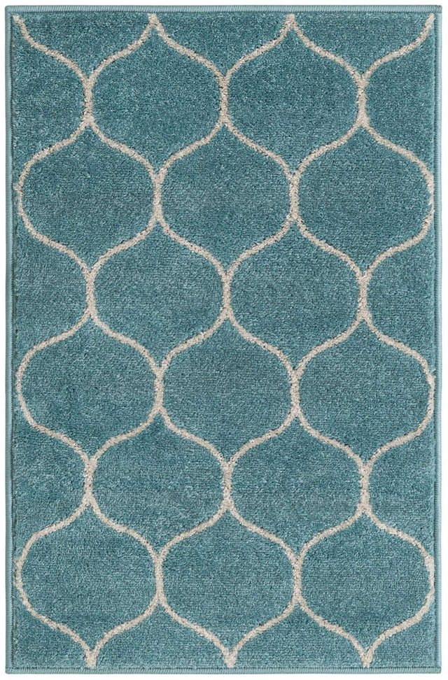 Light Blue 2' x 3' 1 Trellis Frieze Rectangle Area Rug
