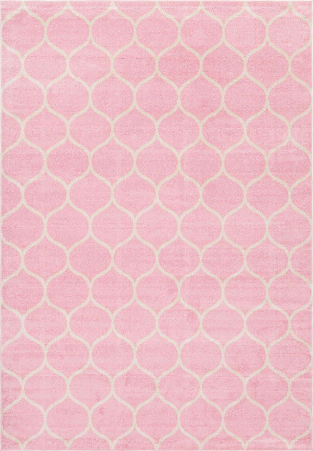 Light Pink 10' x 14' 1 Trellis Frieze Rectangle Area Rug Geometric Modern Unique Stain Resistant Easy Clean Carpet for Living, Dining, Bedrooms, Office for Sale at Rug Engine