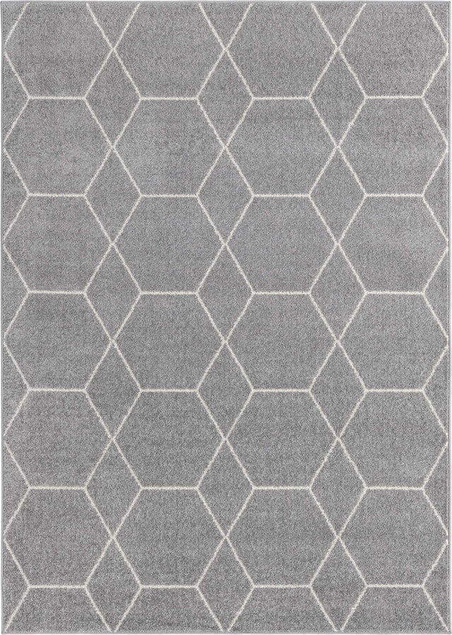 Light Gray 10' x 14' 1 Trellis Frieze Rectangle Area Rug Geometric Modern Unique Stain Resistant Easy Clean Carpet for Living, Dining, Bedrooms, Office for Sale at Rug Engine