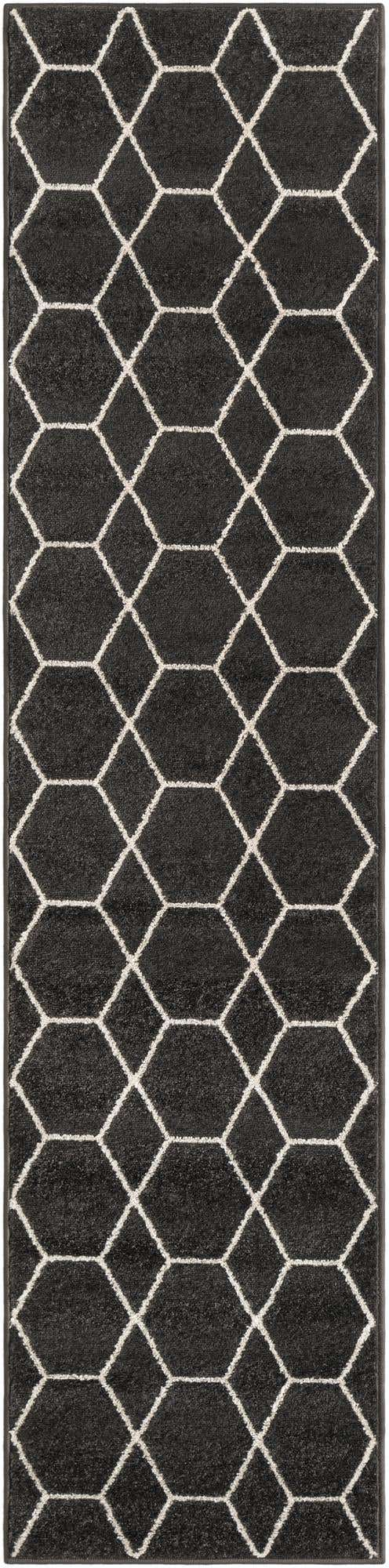 Dark Gray 2' x 9' Trellis Frieze Runner Area Rug Geometric Modern Unique Stain Resistant Easy Clean Carpet for Living, Dining, Bedrooms, Office for Sale at Rug Engine