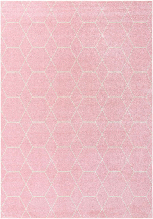 Light Pink 10' x 14' 1 Trellis Frieze Rectangle Area Rug Geometric Modern Unique Stain Resistant Easy Clean Carpet for Living, Dining, Bedrooms, Office for Sale at Rug Engine