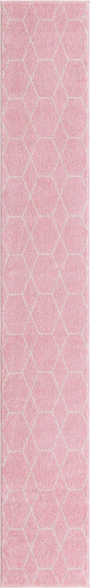 Light Pink 2' x 13' 1 Trellis Frieze Runner Area Rug Geometric Modern Unique Stain Resistant Easy Clean Carpet for Living, Dining, Bedrooms, Office for Sale at Rug Engine